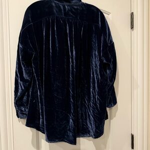 Free People Velvet Blouse in Deep Blue